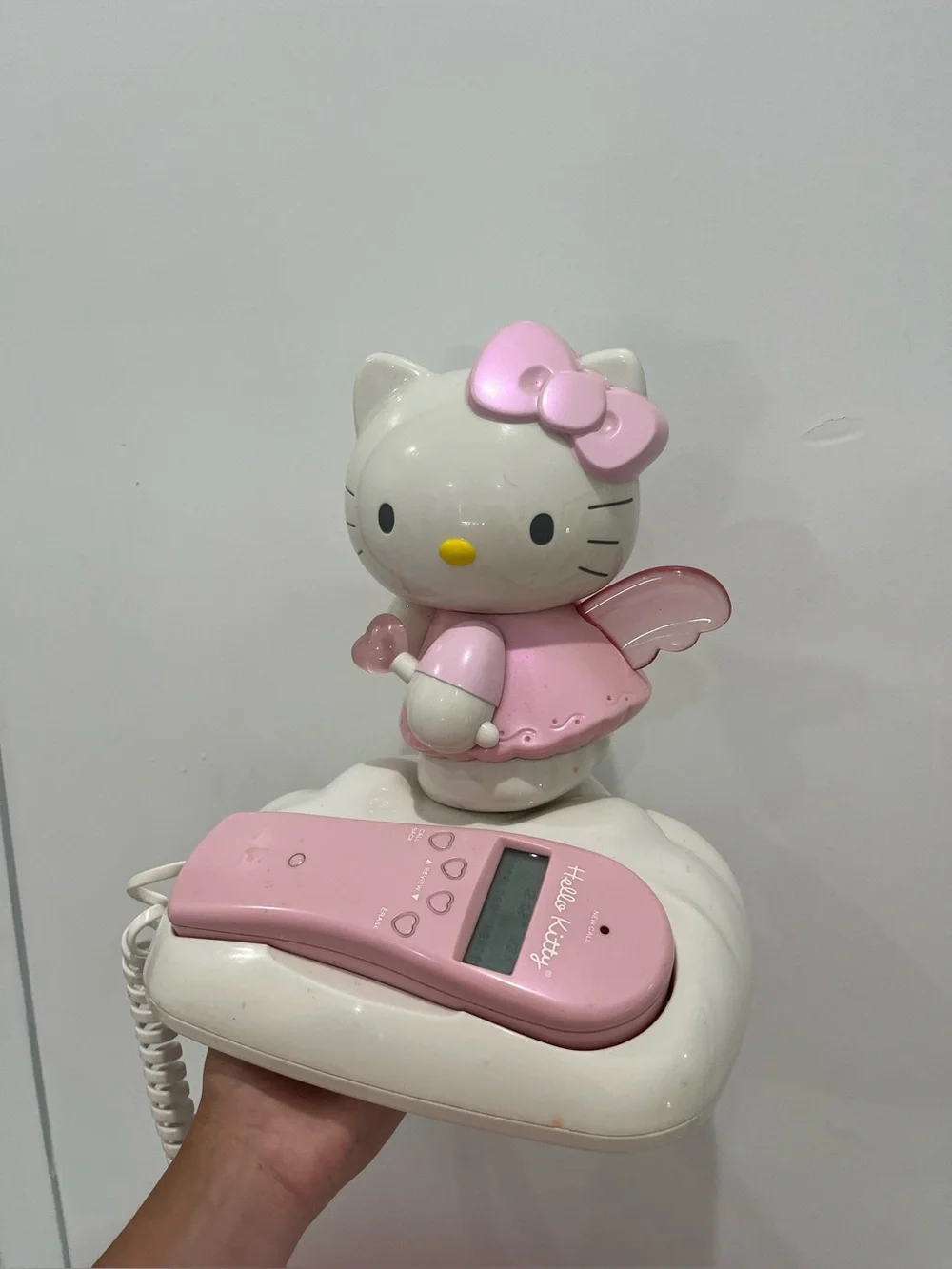 Hello Kitty Pink and White Corded Telephone with Figurine